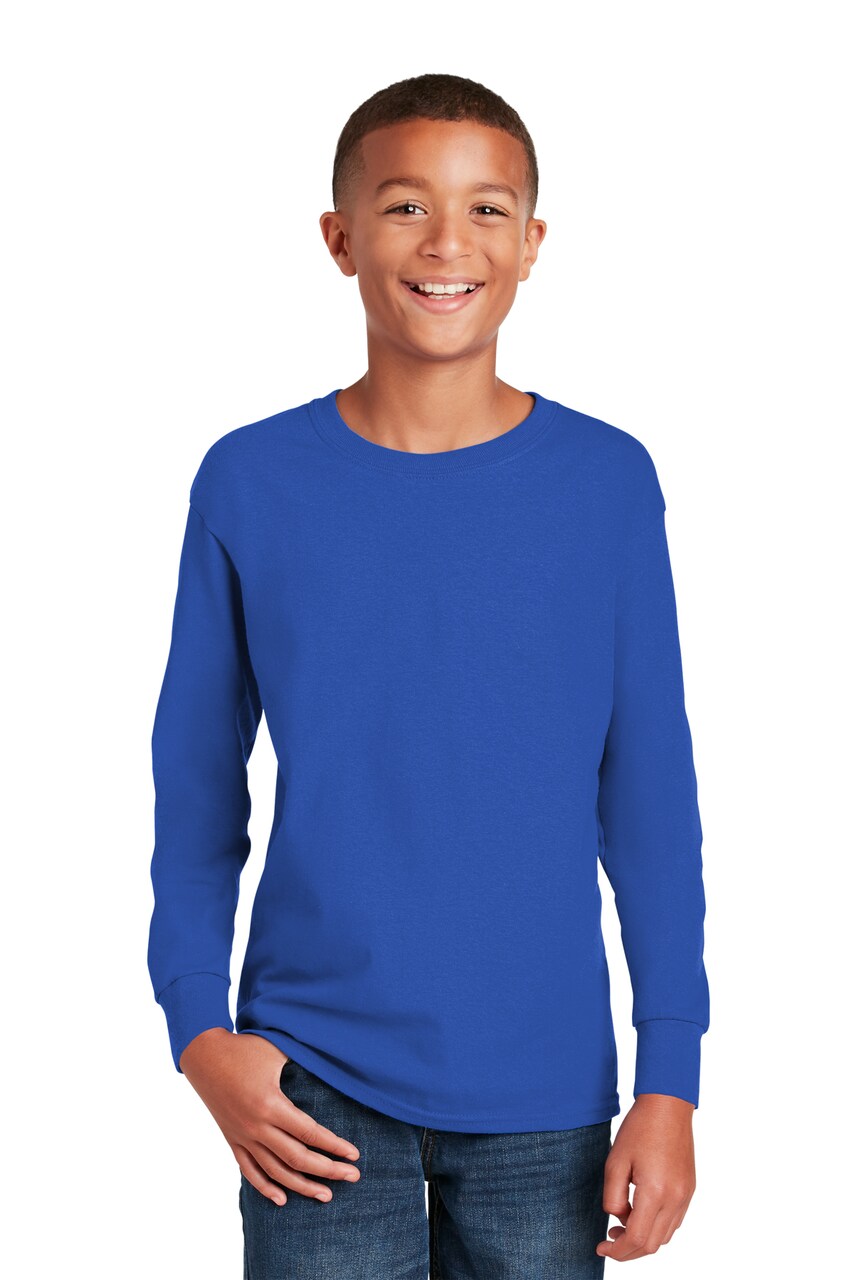 Gildan Youth Heavy Cotton Long Sleeve Crew Neck T-Shirt for School & Custom Printing Cotton Tee